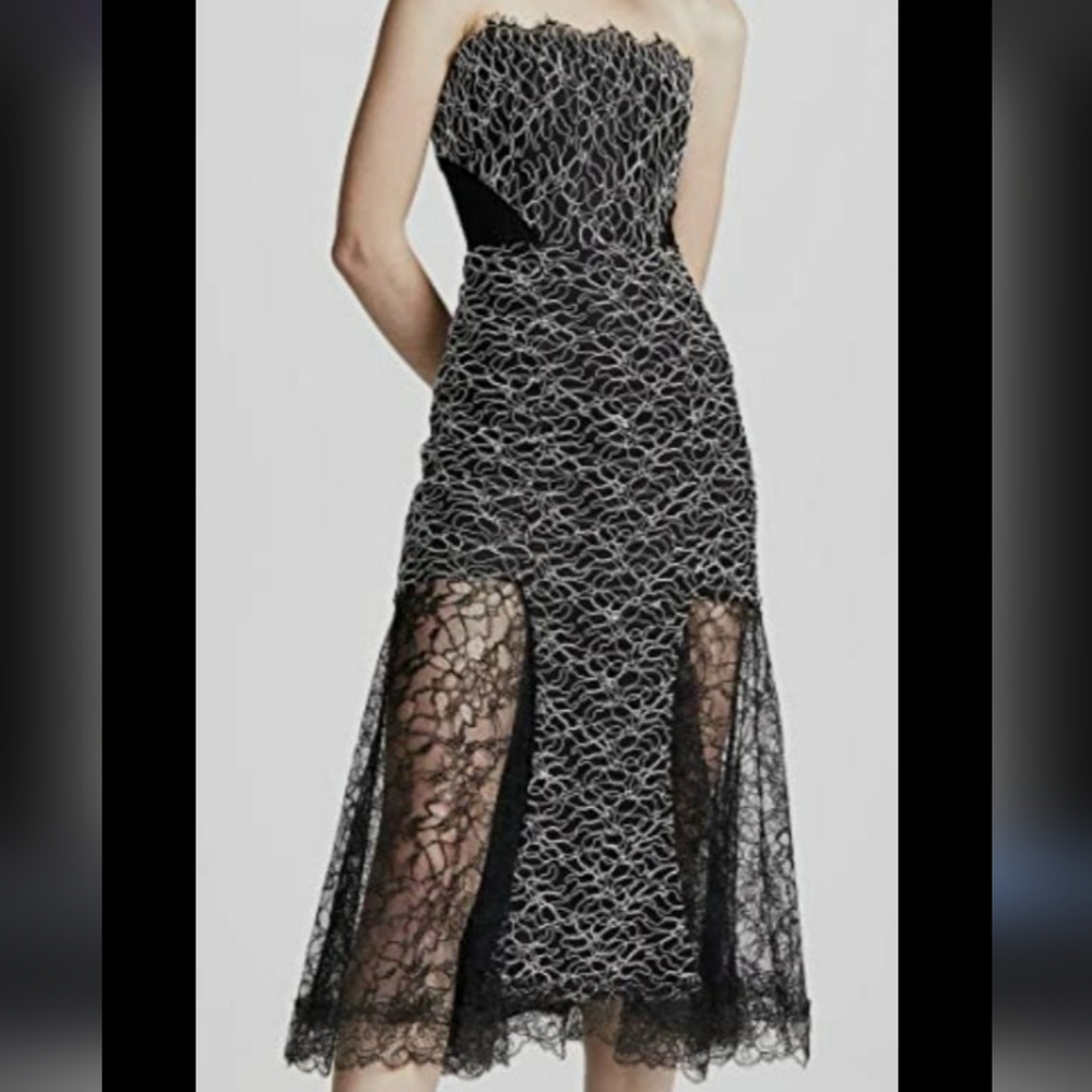 Alexis Black and White Strapless Dress